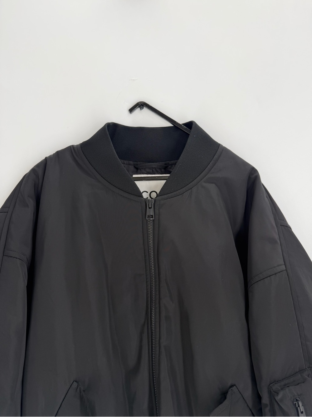 Cos Longline Bomber Relaxed Fit Jacket In Schwarz Black